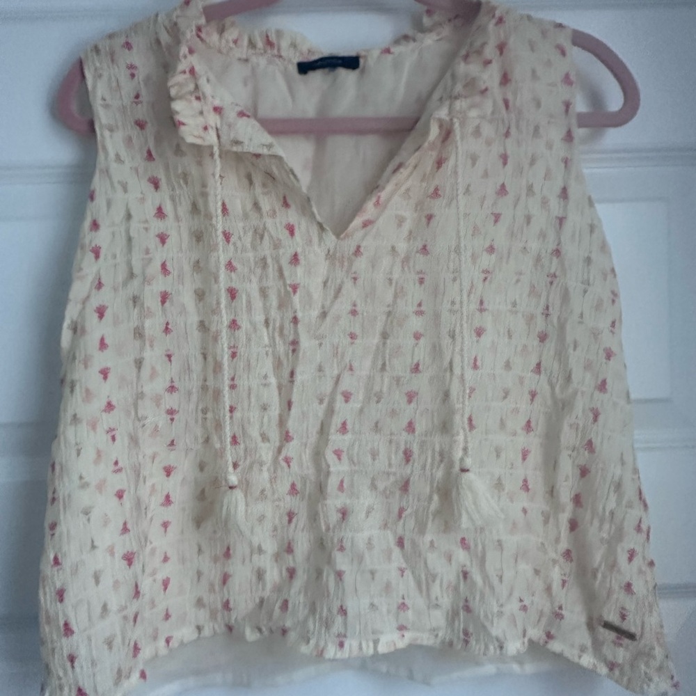 Nautica Cream and Pink Blouse